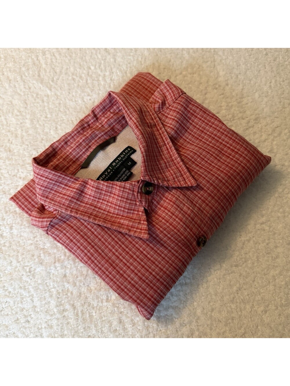 Royal Robbins Men’s M Red Plaid Short Sleeve Outdoor Travel Shirt Polyester